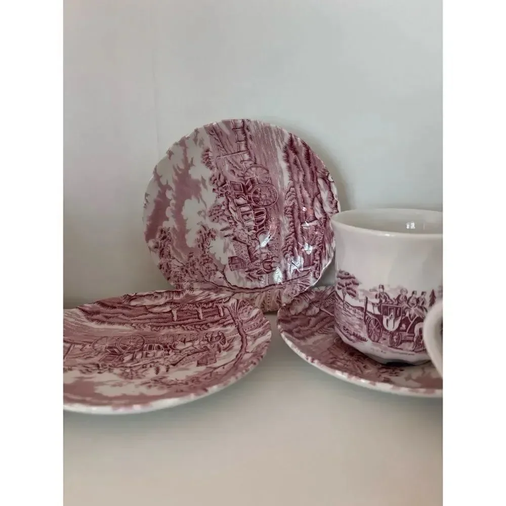 Royal Wessex Made In England Tea Cup Set of 3 Cantry Painting Design